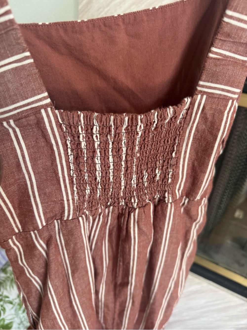 Pact organic Rust and White Striped Linen-Blend Maxi Dress - Picture 4 of 5